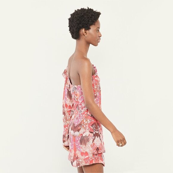 NWT Chufy one shoulder one long sleeve ruffled floral print dress, L - Picture 2 of 10